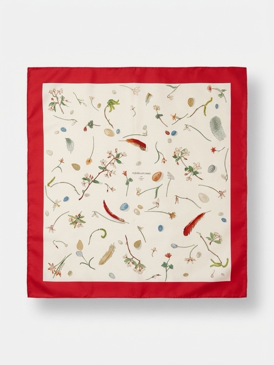 Hermes Accessories - HERMES Vintage Fleurs et Plumes Silk Scarf 
Carre 90 by Leigh P Cooke